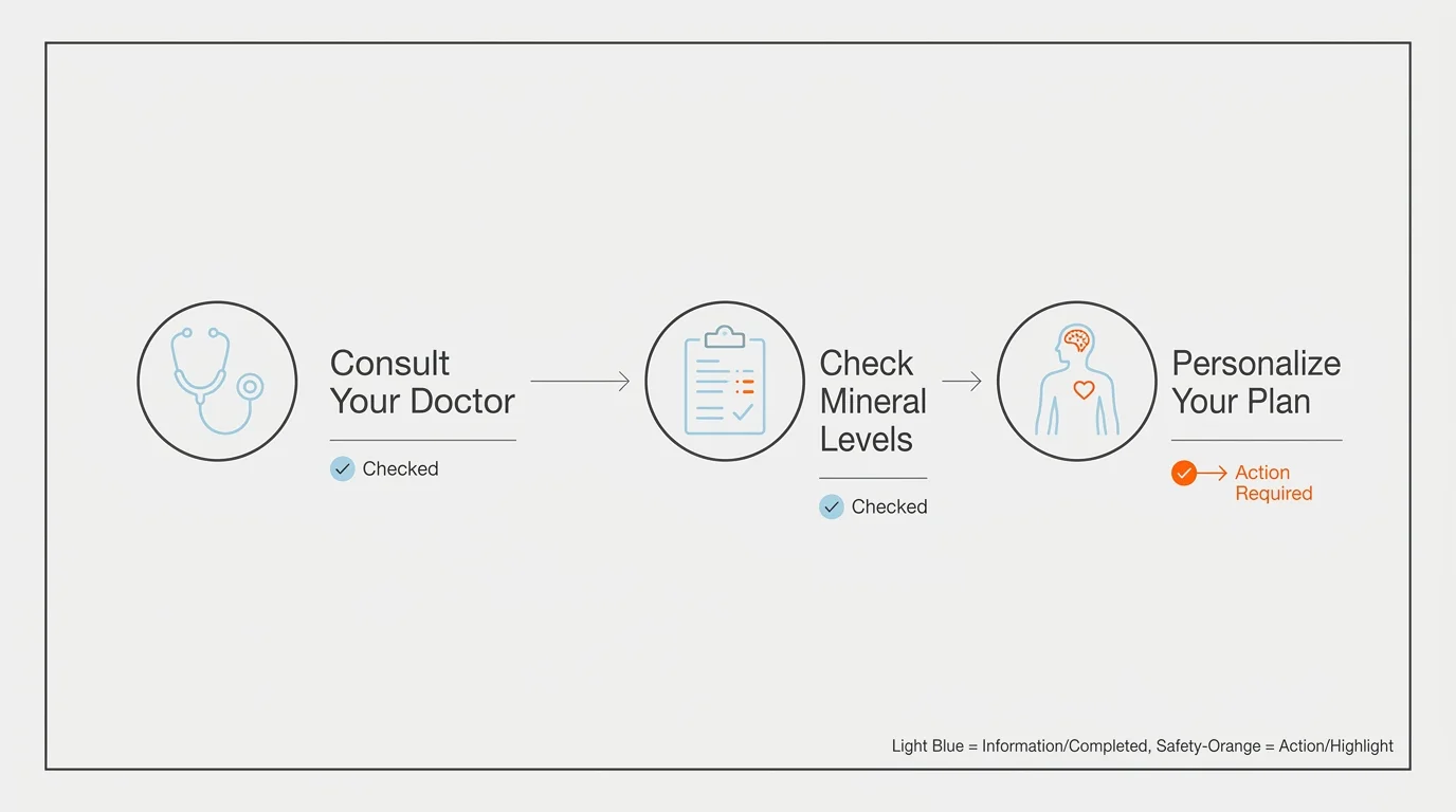 A clean checklist-style diagram emphasizing medical consultation and personalized health planning.