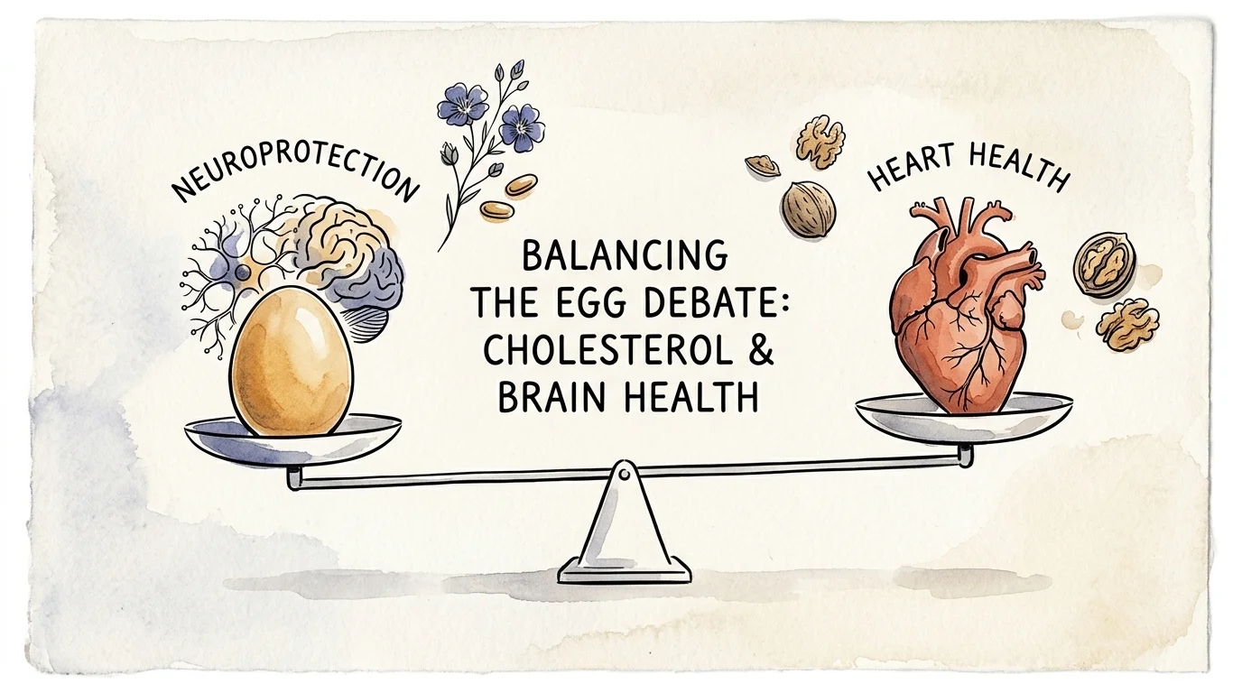 Illustration of a balance scale holding an egg and brain graphic on one side and an anatomical heart on the other.